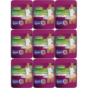 Depend Emici Külot Yetişkin Bezi XL - Extra Büyük Kadın 90 Adet (9PK*10)