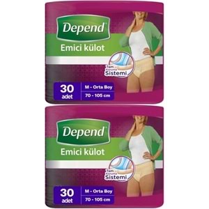 Depend Emici Külot Yetişkin Bezi Medium - Orta Kadın 60 Adet (2PK*30)