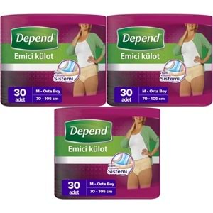 Depend Emici Külot Yetişkin Bezi Medium - Orta Kadın 90 Adet (3PK*30)