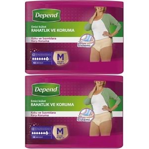 Depend Emici Külot Yetişkin Bezi Medium - Orta Kadın 20 Adet (2PK*10)