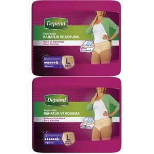 Depend Emici Külot Yetişkin Bezi Large - Büyük Kadın 20 Adet (2PK*10)