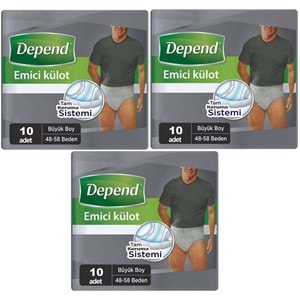 Depend Emici Külot Yetişkin Bezi Large - Büyük Erkek 30 Adet (3PK*10)