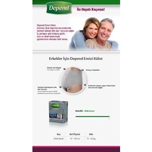 Depend Emici Külot Yetişkin Bezi Large - Büyük Erkek 30 Adet (3PK*10)