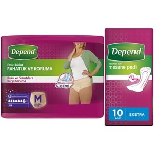 Depend Emici Külot Lohusa Pedi M - Medium - Orta Kadın (10 Lu) + Mesane Pedi Kadın Ekstra (10 Lu)