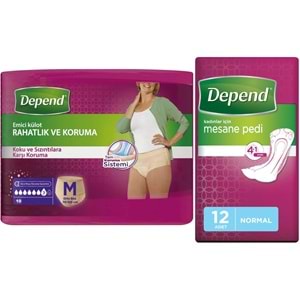 Depend Emici Külot Lohusa Pedi M - Medium - Orta Kadın (10 Lu) + Mesane Pedi Kadın Normal (12 Li)