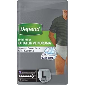 Depend Emici Külot Pants Yetişkin Bezi L - Büyük - Large Erkek 32 Adet (4PK*8)