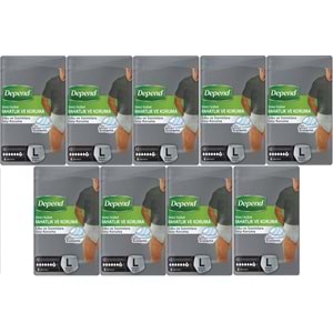 Depend Emici Külot Pants Yetişkin Bezi L - Büyük - Large Erkek 72 Adet (9PK*8)