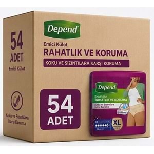Depend Emici Külot Yetişkin Bezi XL - Extra Large Kadın 54 Adet (6PK*9)