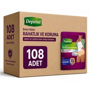 Depend Emici Külot Yetişkin Bezi XL - Extra Large Kadın 108 Adet (12PK*9)