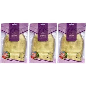 Derma Naturel Palmiye Lifi Örme Banyo Eldiveni (15*24CM) MS-04 (3 Lü Set)