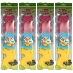 Derma Naturel 3 Lü Renkli Bebek Banyo Süngeri (4 Lü Set)