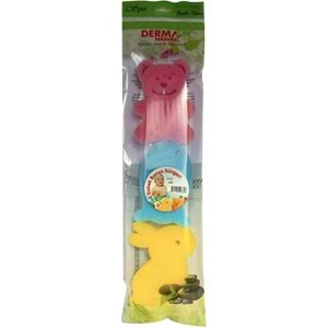 Derma Naturel 3 Lü Renkli Bebek Banyo Süngeri (4 Lü Set)