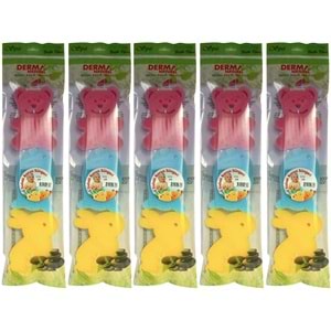 Derma Naturel 3 Lü Renkli Bebek Banyo Süngeri (5 Li Set)