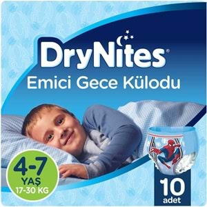 Drynites Emici Gece Külodu/Külot Bez Erkek 4-7 Yaş 17-30KG Small 30Adet 3PK*10 Alt Islatmalara Karşı