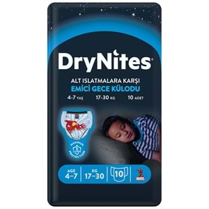 Drynites Emici Gece Külodu/Külot Bez Erkek 4-7 Yaş 17-30KG Small 90Adet 9PK*10 Alt Islatmalara Karşı