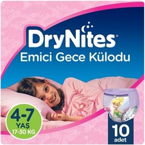 Drynites Emici Gece Külodu/Külot Bez Kız 4-7 Yaş 17-30 KG Large 20 Adet 2PK*10 Alt Islatmalara Karşı