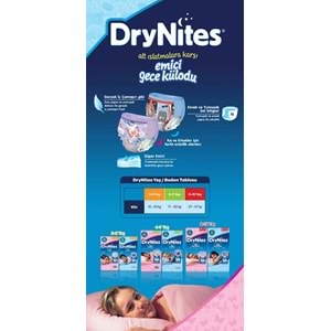 Drynites Emici Gece Külodu/Külot Bez Kız 4-7 Yaş 17-30 KG Large 20 Adet 2PK*10 Alt Islatmalara Karşı