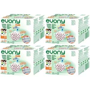 Evony 3 Katlı Filtreli Burun Telli Cerrahi Maske (Kids Çoçuklar İçin) 200 Lü Set (Desenli)