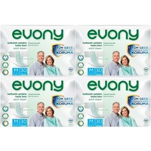Evony Yetişkin Bezi Bel Bantlı Tekstil Yüzey M-Orta 120 Adet (4PK*30)