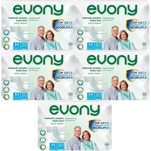 Evony Yetişkin Bezi Bel Bantlı Tekstil Yüzey M-Orta 150 Adet (5PK*30)