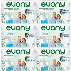 Evony Yetişkin Bezi Bel Bantlı Tekstil Yüzey M-Orta 180 Adet (6PK*30)