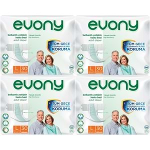 Evony Yetişkin Bezi Bel Bantlı Tekstil Yüzey L-Büyük 120 Adet (4PK*30)