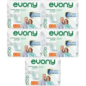 Evony Yetişkin Bezi Bel Bantlı Tekstil Yüzey L-Büyük 150 Adet (5PK*30)