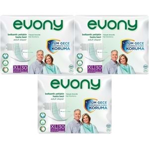 Evony Yetişkin Bezi Bel Bantlı Tekstil Yüzey Ekstra Büyük (XL) 90 Adet (3PK*30)