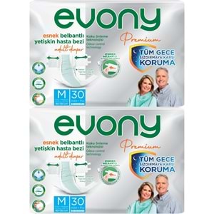 Evony Premium Yetişkin Bezi Bel Bantlı Tekstil Yüzey M - Orta - Medium 60 Adet