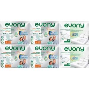 Evony Premium Yetişkin Bezi Bel Bantlı Tekstil Yüzey Büyük 120 Adet+Yatak Koruyucu Örtü 60 Ad