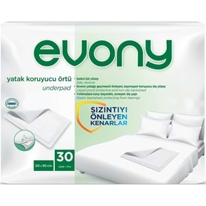 Evony Premium Yetişkin Bezi Bel Bantlı Tekstil Yüzey XL 30 Adet + Yatak Koruyucu Örtü 30 Adet