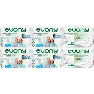 Evony Yetişkin Bezi Bel Bantlı Tekstil Yüzey Orta 120 Adet + Yatak Koruyucu Örtü 60 Adet