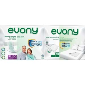 Evony Yetişkin Bezi Bel Bantlı Tekstil Yüzey Ekstra Büyük 30 Adet+ Yatak Koruyucu Örtü 30 Adet