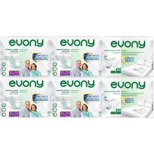 Evony Yetişkin Bezi Bel Bantlı Tekstil Yüzey Ekstra Büyük 120 Adet+Yatak Koruyucu Örtü 60 Adet