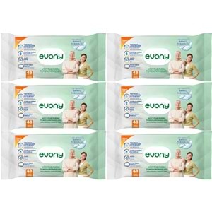 Evony Yetişkin Vücut Perine Temizleme Islak Mendil Havlu 48 Yaprak XL Banyo Ferahlığı (6 Lı Set)