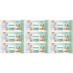 Evony Yetişkin Vücut Perine Temizleme Islak Mendil Havlu 48 Yaprak XL Banyo Ferahlığı (9 Lu Set)