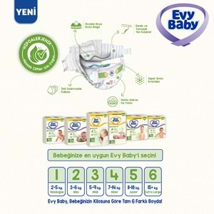 Evy Baby Bebek Bezi 2 Beden 3-6 KG Mini 304 Adet Ekstra Ekonomik Pk