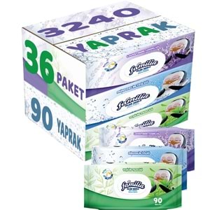 Familia Islak Havlu Mendil 90 Yaprak Karma 36 Lı Set (Lavanta-Mineral-Yeşilin Tazeliği) 3240 Yaprak