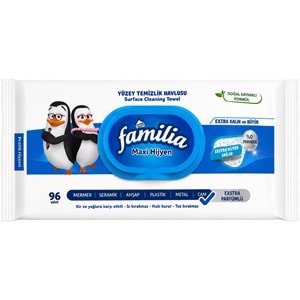 Familia Yüzey Temizlik Havlusu 96 Yaprak Maxi Hijyen Kabartma Doku Plastik Kapaklı 4 Lü Set 384 Yprk