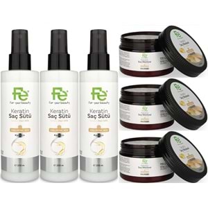 Fe Keratin Saç Sütü 200ML & Saç Maskesi 300ML (Karma 6 Lı Set)