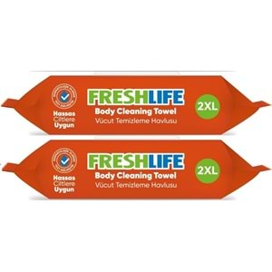 Freshlife Yetişkin Vücut Temizleme Islak Mendil Havlu 50 Yaprak XL (2 Li Set)