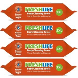 Freshlife Yetişkin Vücut Temizleme Islak Mendil Havlu 50 Yaprak XL (4 Lü Set)