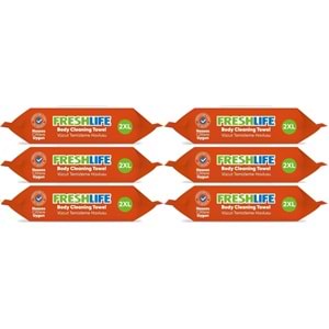 Freshlife Yetişkin Vücut Temizleme Islak Mendil Havlu 50 Yaprak XL (6 Lı Set)