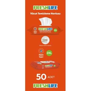 Freshlife Yetişkin Vücut Temizleme Islak Mendil Havlu 50 Yaprak XL (18 Li Set)