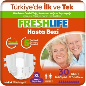FreshLife Yetişkin Bezi Bel Bantlı XL - Ekstra Large - Extra Large 60 Adet (2PK*30)