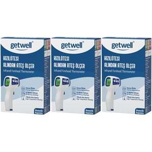 Getwell Ateş Ölçer Kızıl Ötesi Alından - Temassız - Uzaktan (Yetişkin & Bebek & Çocuk) (3 Lü Set)