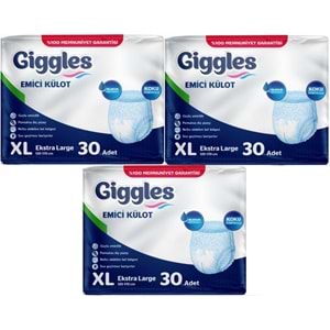 Giggles Yetişkin Bezi Emici Külot Ekstra Büyük (XL) 90 Adet (3PK*30)