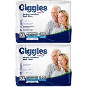 Giggles Yetişkin Bezi Bel Bantlı Tekstil Yüzey Ekstra Büyük (XL) 60 Adet (2PK*30)