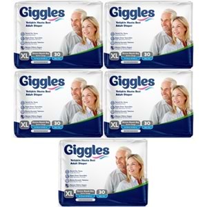 Giggles Yetişkin Bezi Bel Bantlı Tekstil Yüzey Ekstra Büyük (XL) 150 Adet (5PK*30)