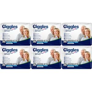 Giggles Yetişkin Bezi Bel Bantlı Tekstil Yüzey Ekstra Büyük (XL) 180 Adet (6PK*30)